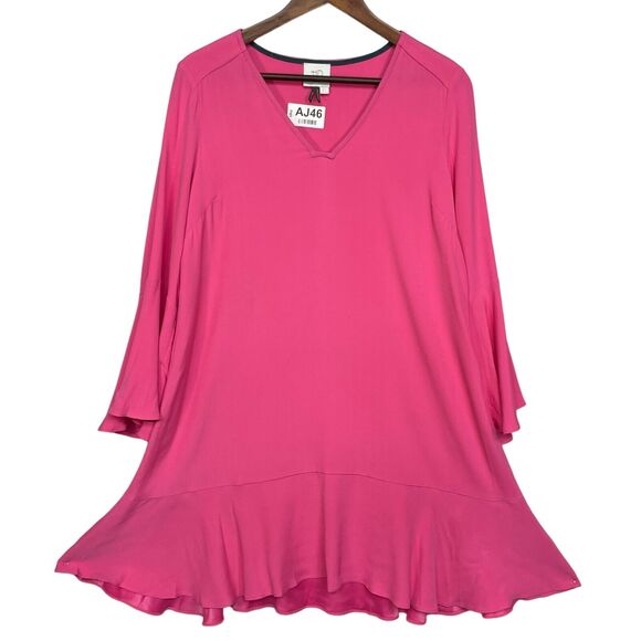 HD‎ In Paris A Line Dress Women Size 4 Pink Flutter Sleeve High-Low Hem - Picture 2 of 16